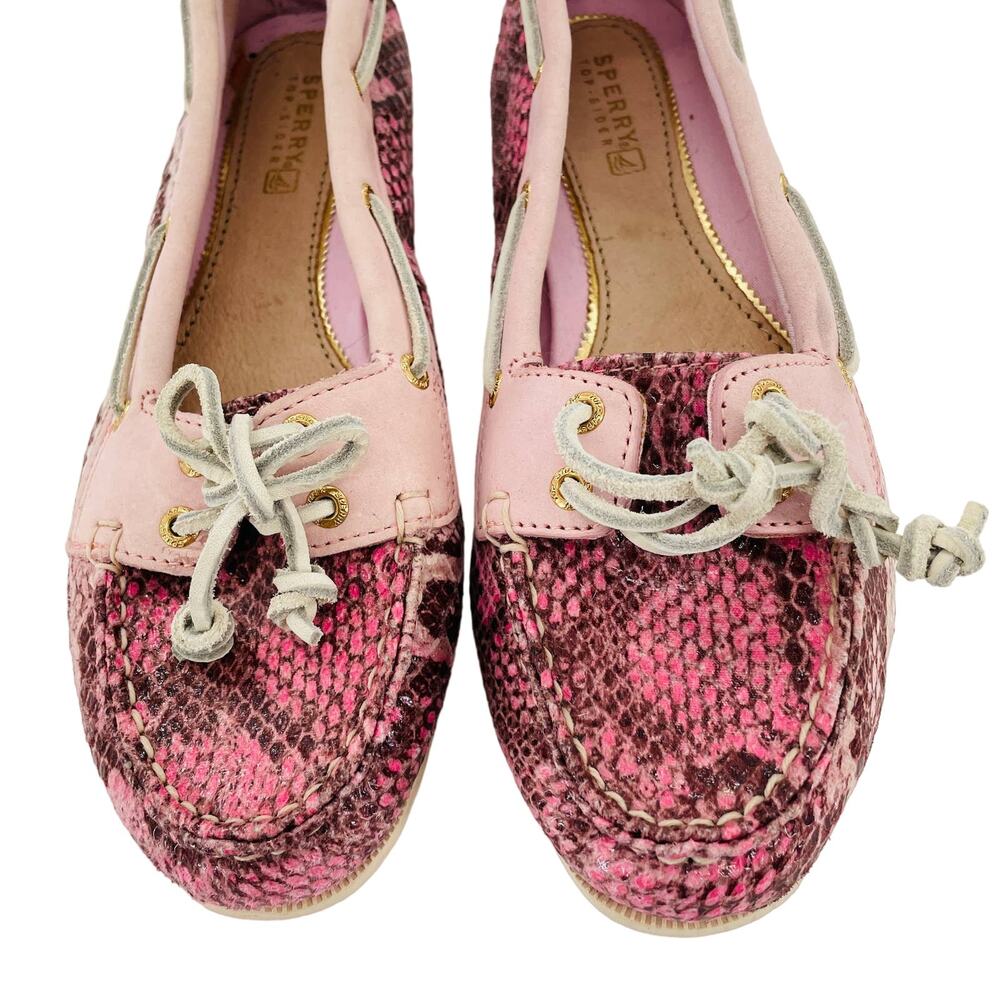 Sperry Top-Sider Pink Snakeskin Flats Loafers Boat Deck Shoes 6.5 - Picture 3 of 8